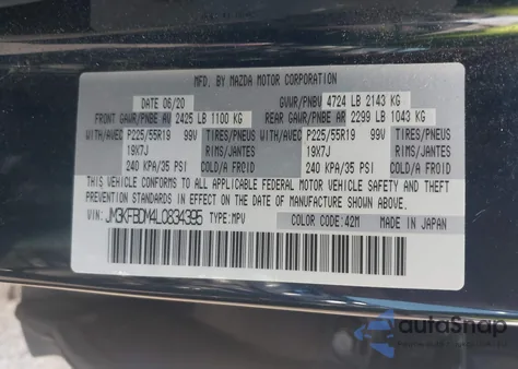 2020 Mazda Cx-5 Grand Touring from USA, damaged, VIN JM3KFBDM4L0834395